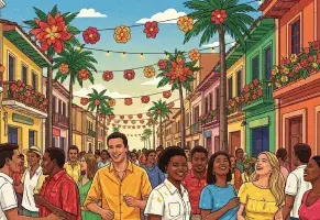 b) Cali o Medellín, rumba, sabor y calor humano.​