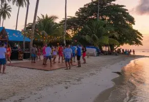 a) Fiesta junto al mar