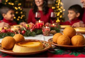 a) La unión familiar en diciembre, con natilla y buñuelos​