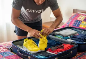 a) Gafas de sol y zapatos cómodos para caminar