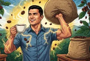 d) Fuerza sobrehumana con un sorbo de café colombiano.​