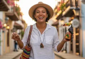 b) "Me gusta llevar conmigo un pedazo de la cultura local”​