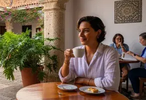 a) Una plaza o ambiente colonial