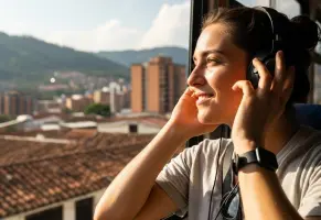 b) Tener música de fondo todo el día