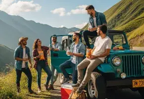 c) Plan de amigos, naturaleza o carretera.​