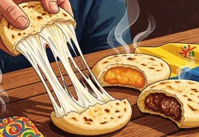 e) Queso derretido o relleno sorpresa.​