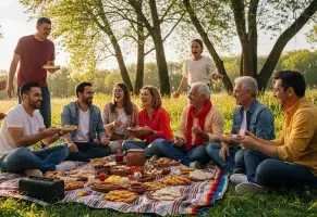 a) Paseo familiar con música y comida.​