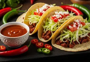 b) Comida mexicana, con picante.​