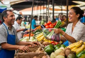 b) Pido rebaja en el mercado o en la plaza.​